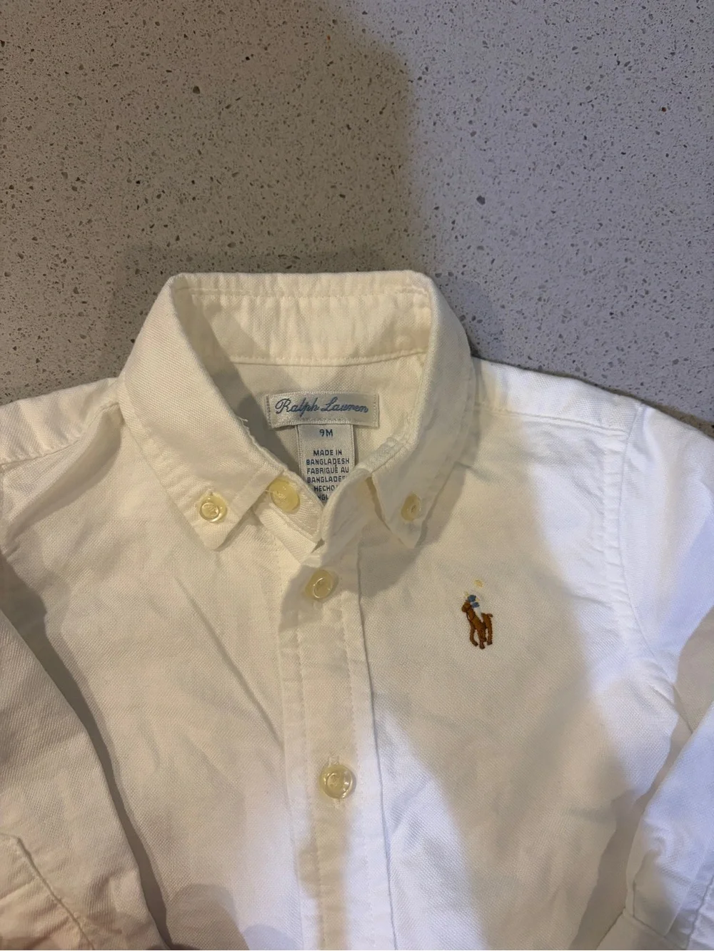 Ralph Lauren Baby Boys White Button-Down Shirt & Taupe Cardigan 9 months New